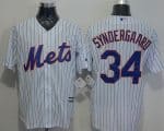 Mets #34 Noah Syndergaard White(Blue Strip) New Cool Base Stitched Jersey