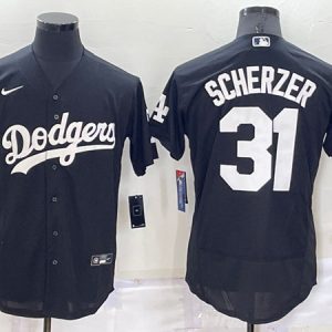 Los Angeles Dodgers #31 Max Scherzer Black Cool Base Stitched Baseball Jersey