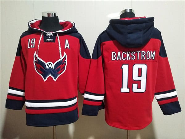 Washington Capitals #19 Nicklas Backstrom Red Ageless Must-Have Lace-Up Pullover Hoodie