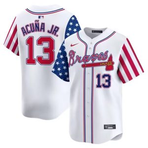 Atlanta Braves #13 Ronald Acuna Jr. White 2024 Independence Day Vapor Limited Stitched Jersey
