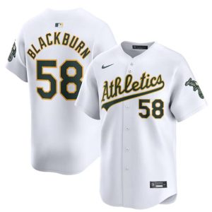 Oakland Athletics #58 Paul Blackburn White Home Limited Stitched Jersey