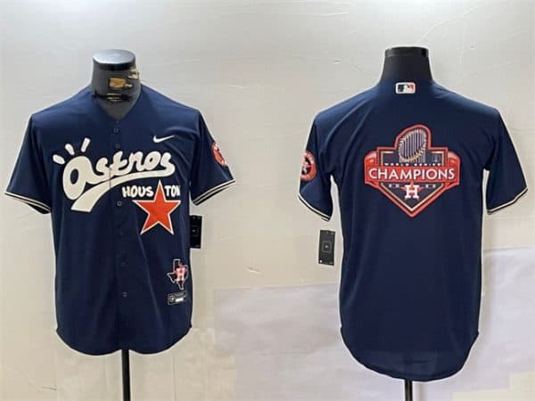 Houston Astros Navy Team Big Logo Cactus Jack Style Vapor Premier Limited Stitched Jersey