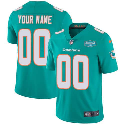 Miami Dolphins Customized Custom Aqua With 347 Shula Patch 2020 Vapor Untouchable Limited Stitched Jersey