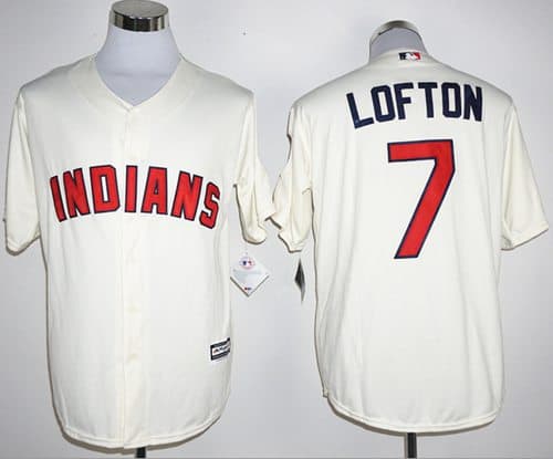 Indians #7 Kenny Lofton Cream New Cool Base Stitched Jersey