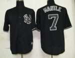 Yankees #7 Mickey Mantle Black Fashion Stitched Jersey