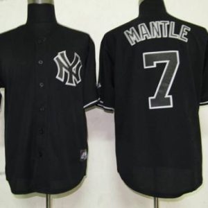 Yankees #7 Mickey Mantle Black Fashion Stitched Jersey