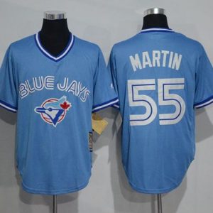 Blue Jays #55 Russell Martin Light Blue Cooperstown Throwback Stitched Jersey