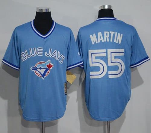Blue Jays #55 Russell Martin Light Blue Cooperstown Throwback Stitched Jersey