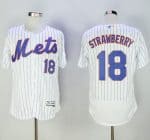 Mets #18 Darryl Strawberry White(Blue Strip) Flexbase Authentic Collection Stitched Jersey