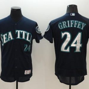 Mariners #24 Ken Griffey Navy Blue Flexbase Authentic Collection Stitched Jersey