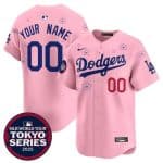 Los Angeles Dodgers Custom Pink 2025 Tokyo Series Limited Stitched Jersey
