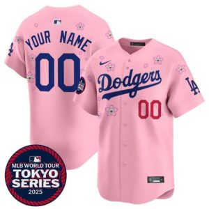 Los Angeles Dodgers Custom Pink 2025 Tokyo Series Limited Stitched Jersey