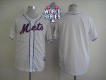 Mets Blank White Cool Base W 2015 World Series Patch Stitched Jersey