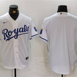 Kansas City Royals Blank White Cool Base Stitched Jersey