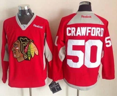 Blackhawks #50 Corey Crawford Red Practice Stitched Jersey