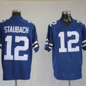 Mitchell Ness Cowboys #12 Roger Staubach Blue Stitched Throwback Jersey