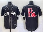 Boston Red Sox Team Big Logo Black Lights Out Limited Stitched Jersey