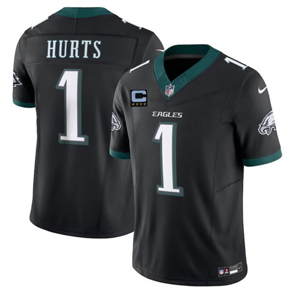 Philadelphia Eagles #1 Jalen Hurts Black 2024 F.U.S.E. With 4-Star C Patch Vapor Untouchable Limited Stitched Jersey