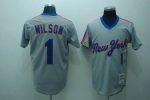 Mitchell And Ness Mets #1 Mookie Wilson Stitched Grey Throwback Jersey