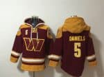 Washington Commanders #5 Jayden Daniels Burgundy Ageless Must-Have Lace-Up Pullover Hoodie