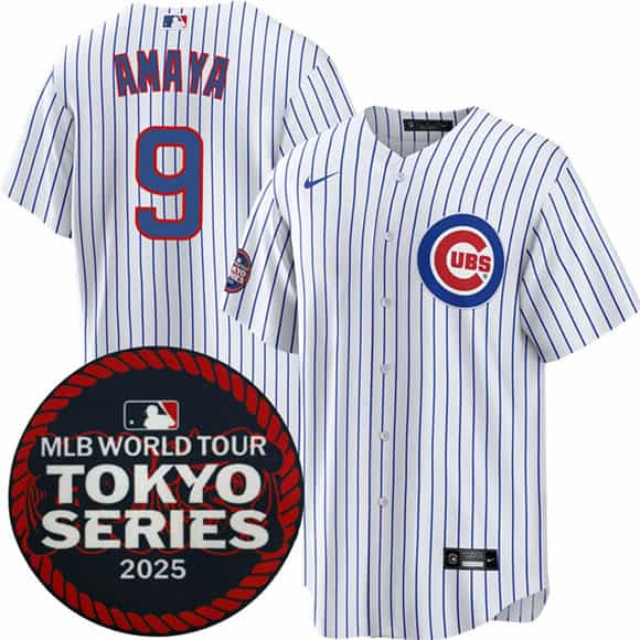 Chicago Cubs #9 Miguel Amaya White 2025 World Tour: Tokyo Series Home Stitched Jersey