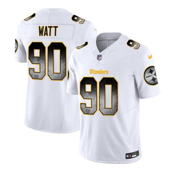 Pittsburgh Steelers #90 T.J. Watt White 2023 F.U.S.E. Smoke Vapor Untouchable Limited Stitched Jersey