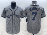 New York Yankees #7 Mickey Mantle Grey Cool Base Stitched Jersey