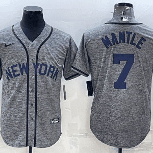 New York Yankees #7 Mickey Mantle Grey Cool Base Stitched Jersey