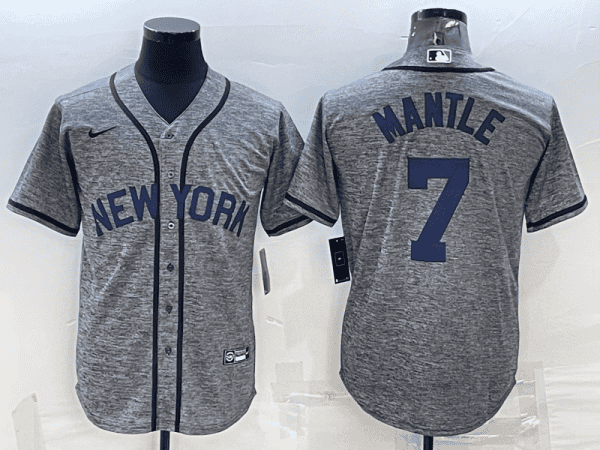 New York Yankees #7 Mickey Mantle Grey Cool Base Stitched Jersey