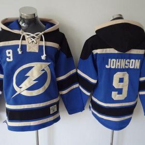 Lightning #9 Tyler Johnson Blue Sawyer Hooded Sweatshirt Stitched Jersey
