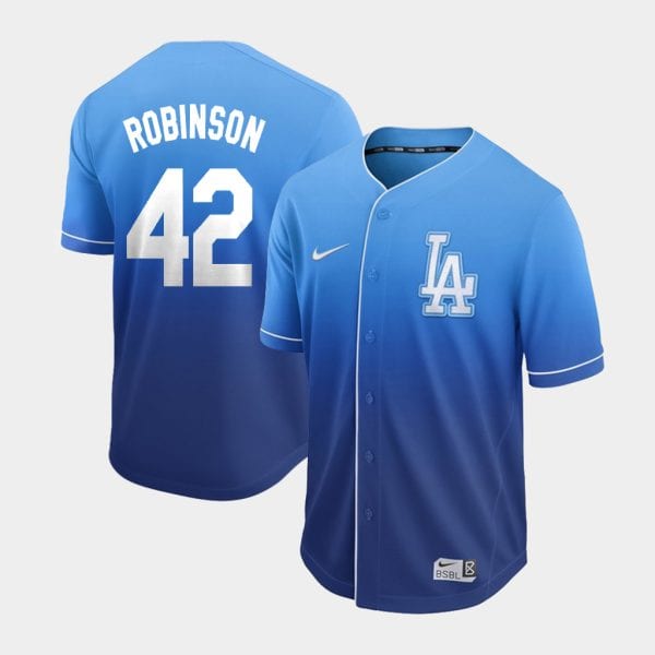 Los Angeles Dodgers #42 Jackie Robinson Blue Fade Cooperstown Collection Legend Stitched Jersey