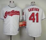 Indians #41 Carlos Santana White Cool Base Stitched Jersey