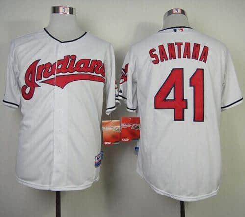 Indians #41 Carlos Santana White Cool Base Stitched Jersey