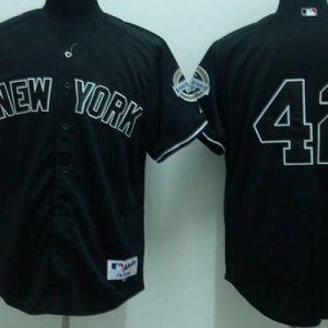 Yankees #42 Mariano Rivera Stitched Black Jersey