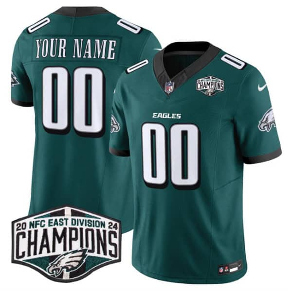Philadelphia Eagles Custom Green 2024 New NFC East Champions F.U.S.E. Vapor Untouchable Limited Stitched Jersey