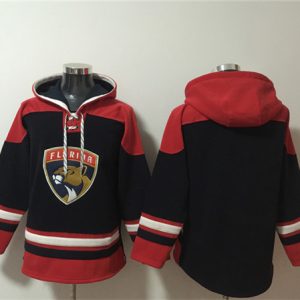 Florida Panthers Blank Black Red Lace-Up Pullover Hoodie