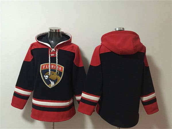 Florida Panthers Blank Black Red Lace-Up Pullover Hoodie