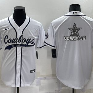 Dallas Cowboys White Team Big Logo With Patch Cool Base Stitched Baseball Jersey