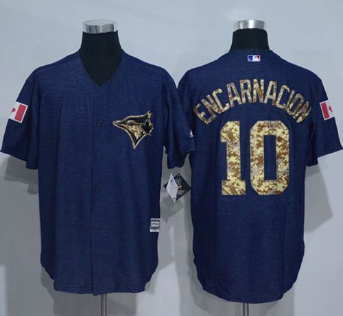 Blue Jays #10 Edwin Encarnacion Denim Blue Salute To Service Stitched Jersey