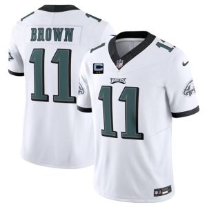 Philadelphia Eagles #11 A. J. Brown White 2024 F.U.S.E. With 2-Star C Patch Vapor Untouchable Limited Stitched Jersey