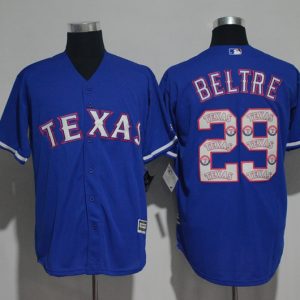 Texas Rangers #29 Adrian Beltre Blue Team Logo Print Cool Base Stitched Jersey