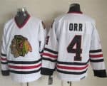 Blackhawks #4 Bobby Orr White CCM Throwback Stitched Jersey
