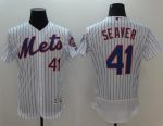 Mets #41 Tom Seaver White(Blue Strip) Flexbase Authentic Collection Stitched Jersey