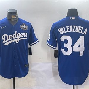 Los Angeles Dodgers #34 Toro Valenzuela Royal 2024 World Series Cool Base Stitched Jersey