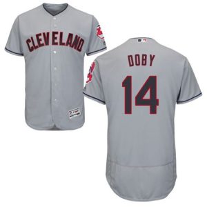 Indians #14 Larry Doby Grey Flexbase Authentic Collection Stitched Jersey