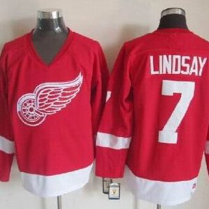 Red Wings #7 Ted Lindsay Red CCM Throwback Stitched Jersey