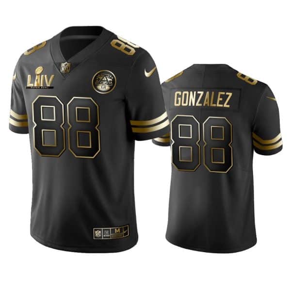 Kansas City Chiefs #88 Tony Gonzalez Black Super Bowl LIV Golden Edition Limited Stitched Jersey