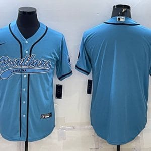 Carolina Panthers Blank Blue With Patch Cool Base Stitched Baseball Jersey