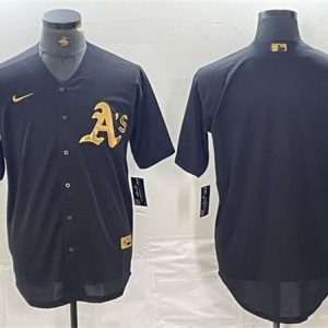 Oakland Athletics Blank Black Gold Cool Base Stitched Jersey