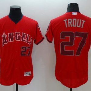 Angels Of Anaheim #27 Mike Trout Red Fashion Stars Stripes Flexbase Authentic Stitched Jersey